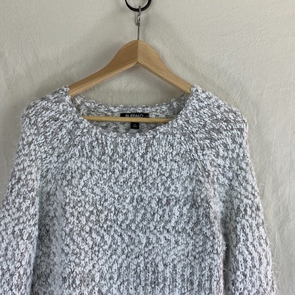 Buffalo David Bitton Pullover Sweater in White/Grey Vegan Wool - Picture 3 of 8